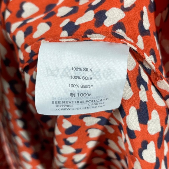NEW J Crew Shirt Womens 0 red black silk satin heart off shoulder preppy blouse - Picture 8 of 12